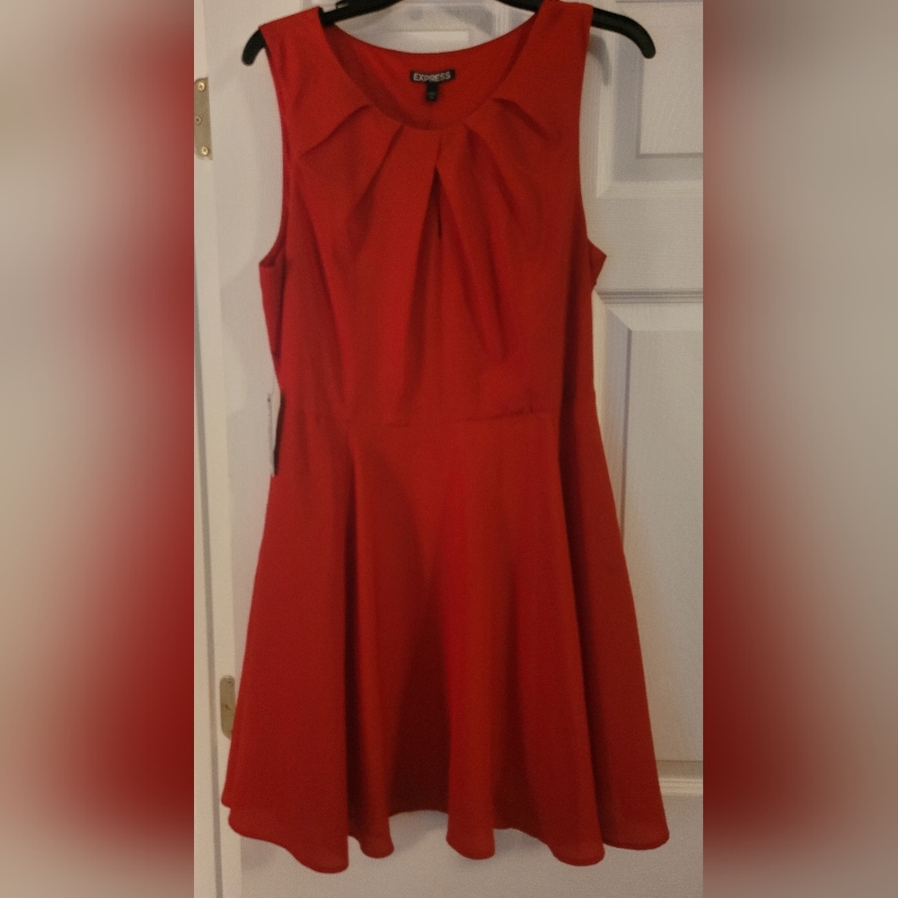 NWT Express Red Fit & Flare Dress Size 12